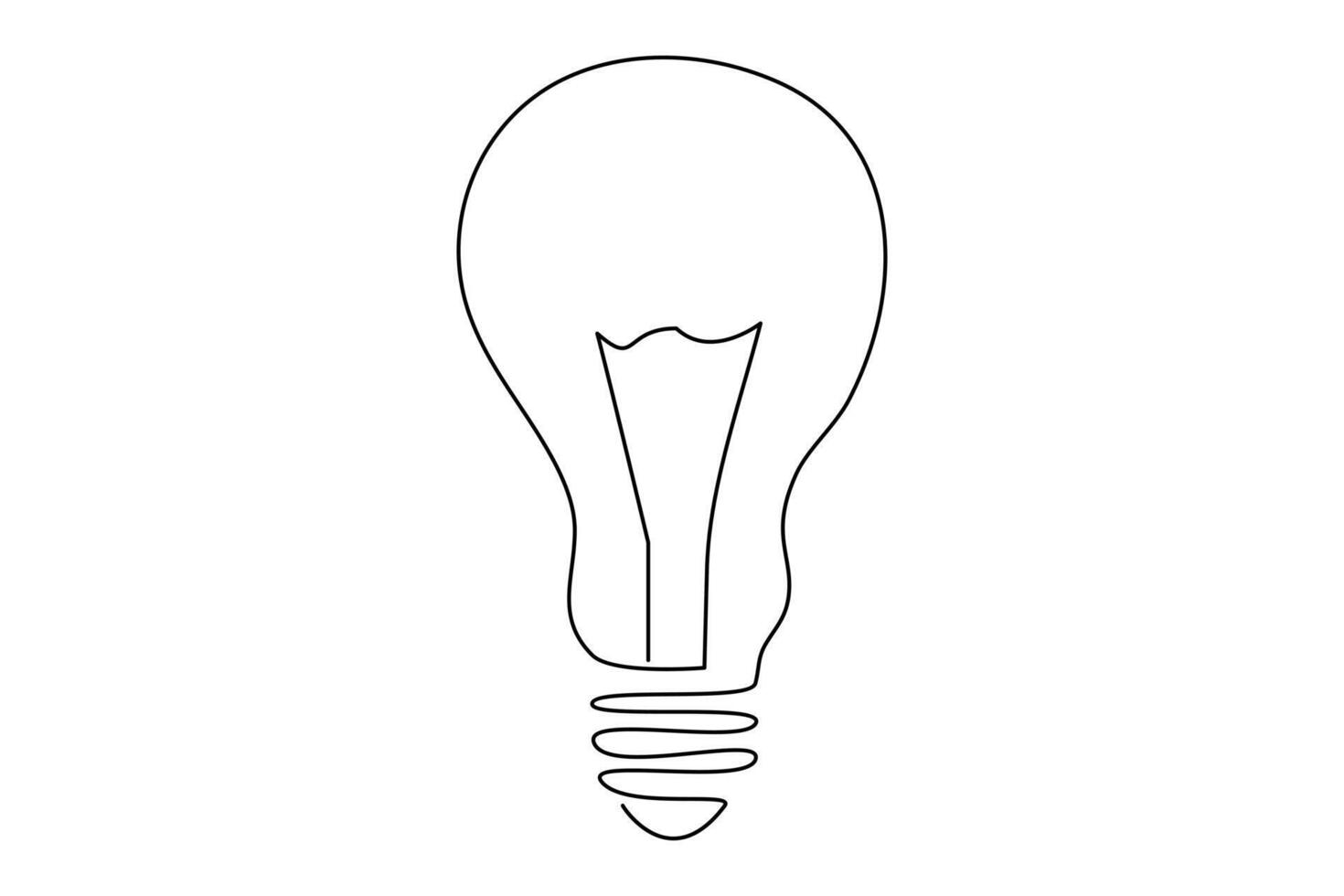 Light bulb isolated on white light bulb one line outline vector art illustration