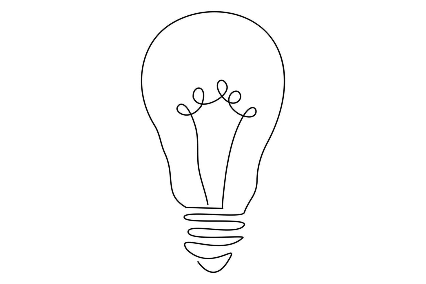 Light bulb isolated on white light bulb one line outline vector art illustration