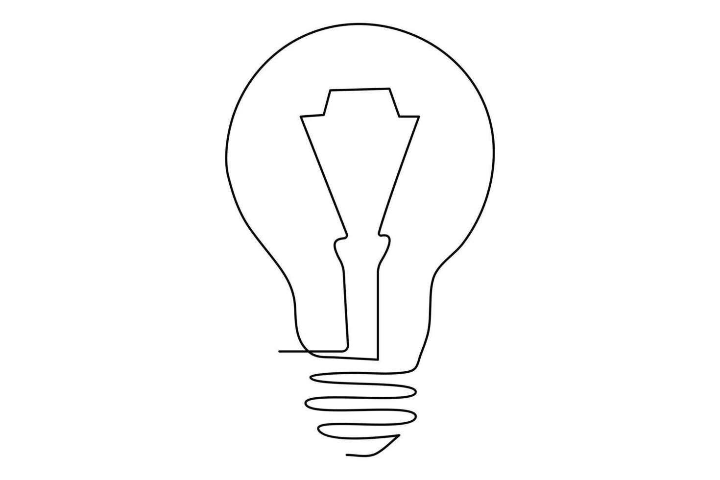 Light bulb isolated on white light bulb one line outline vector art illustration
