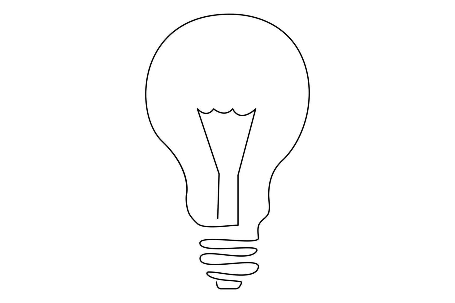 Light bulb isolated on white light bulb one line outline vector art illustration