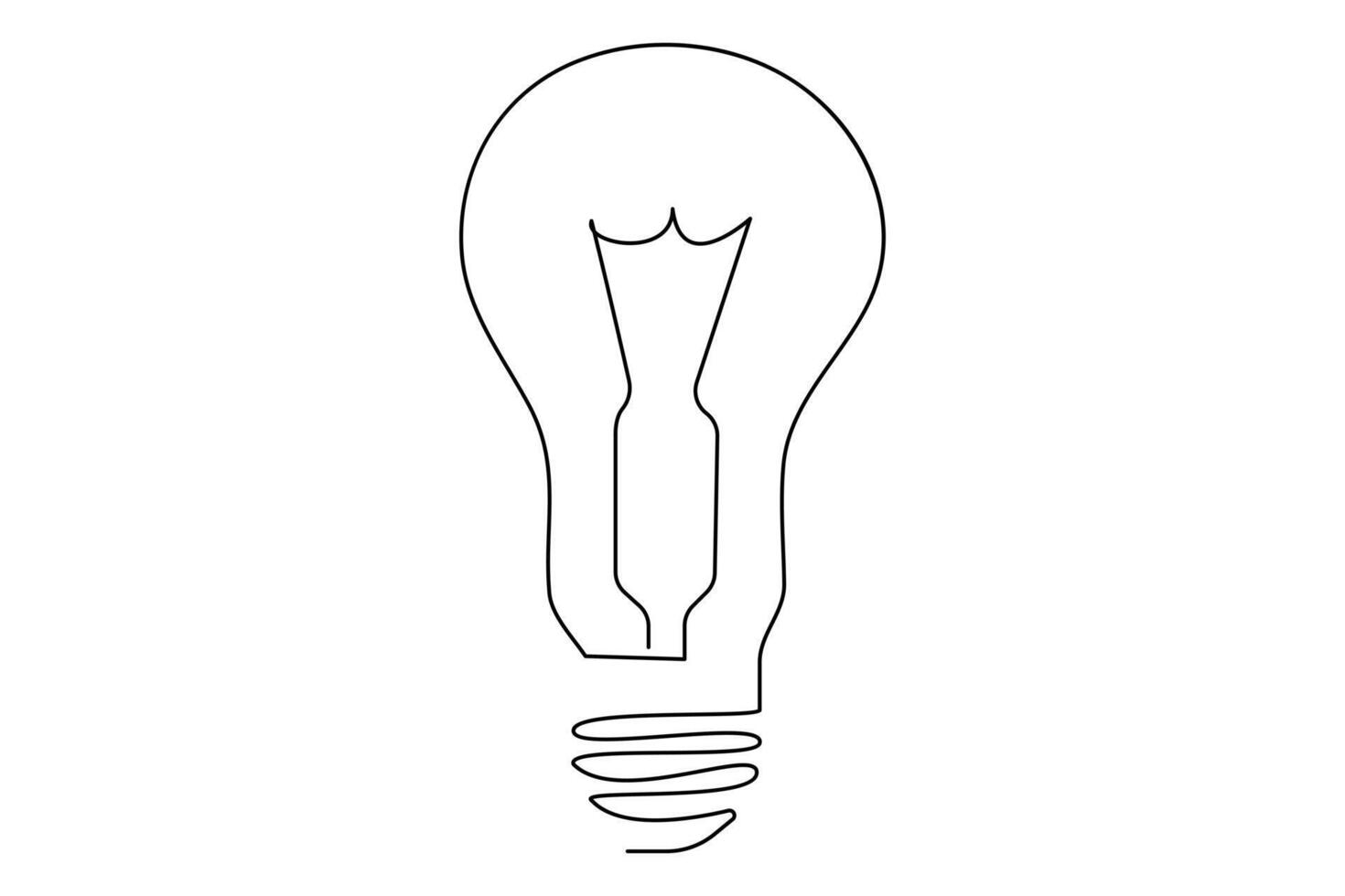 Light bulb isolated on white light bulb one line outline vector art illustration
