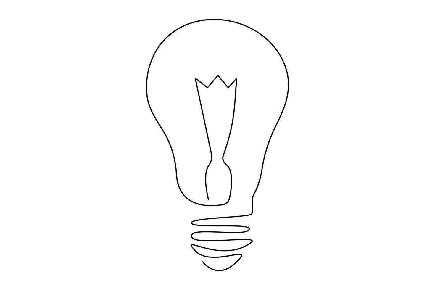 Light bulb isolated on white light bulb one line outline vector art illustration