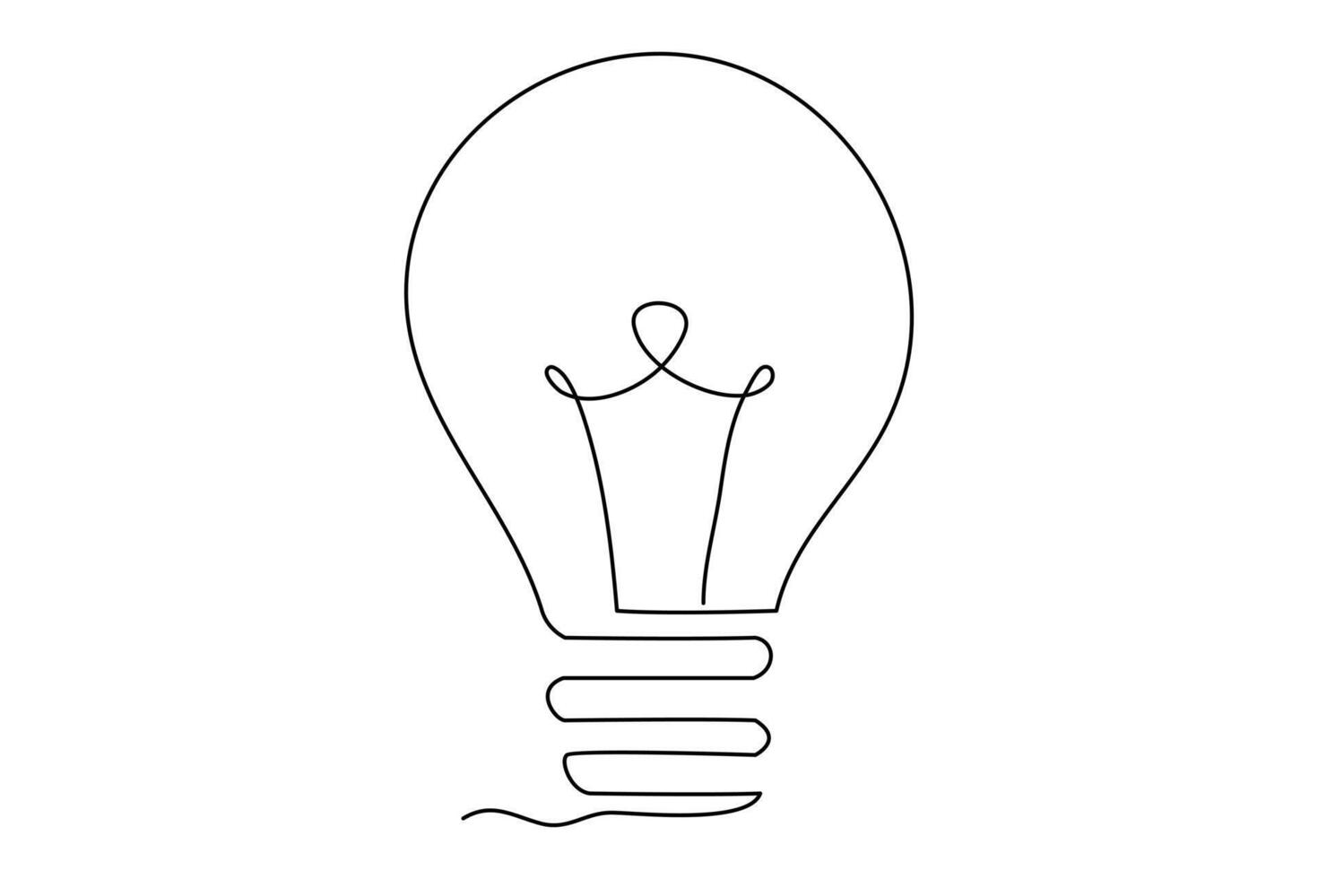 Light bulb isolated on white light bulb one line outline vector art illustration