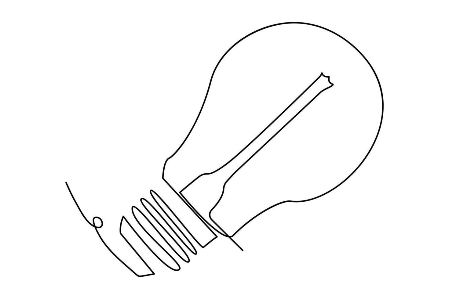 Light bulb isolated on white light bulb one line outline vector art illustration