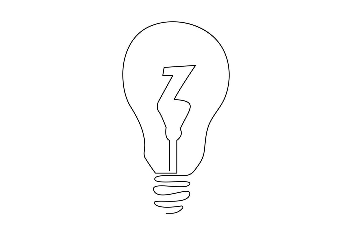 Light bulb isolated on white light bulb one line outline vector art illustration
