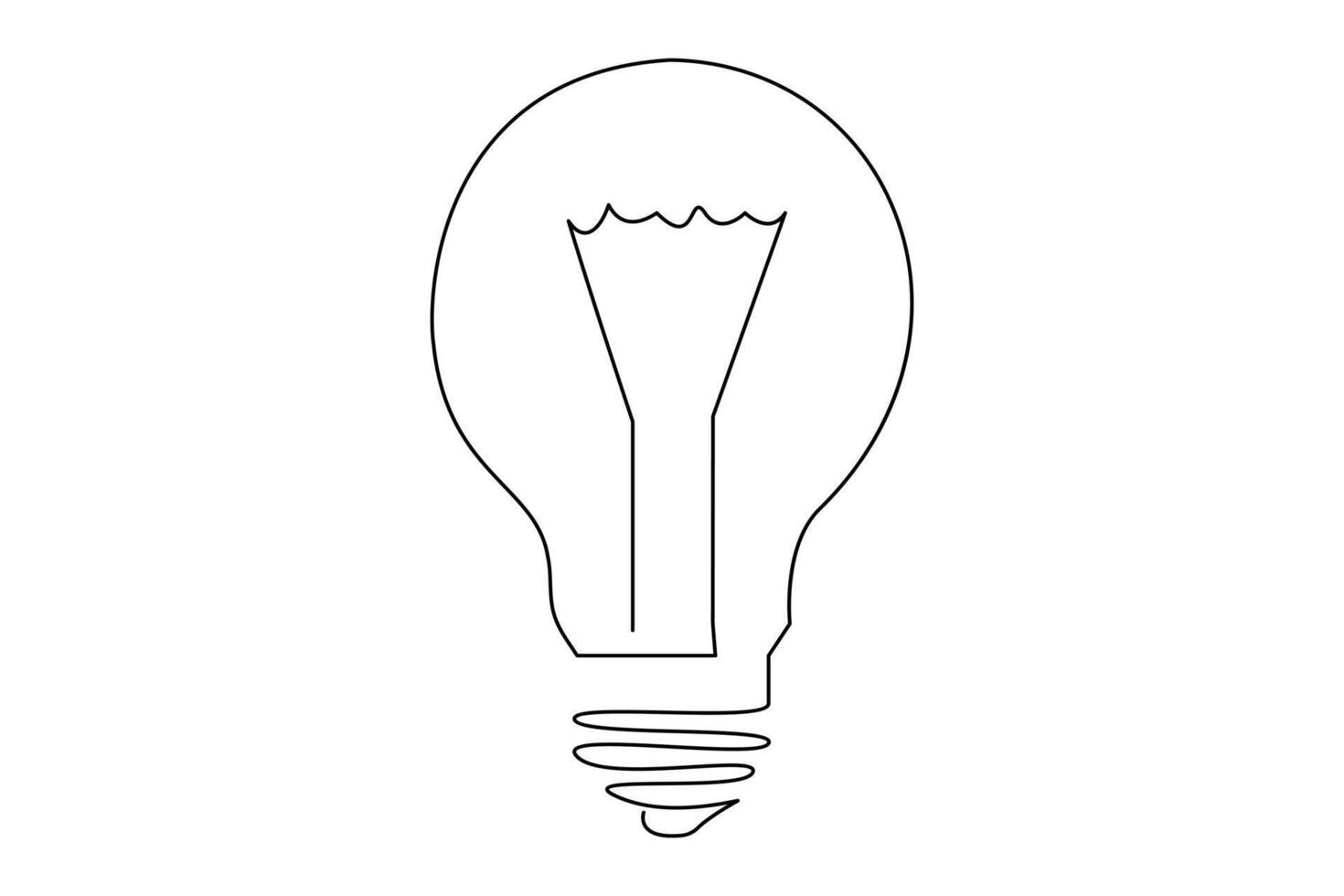Light bulb isolated on white light bulb one line outline vector art illustration