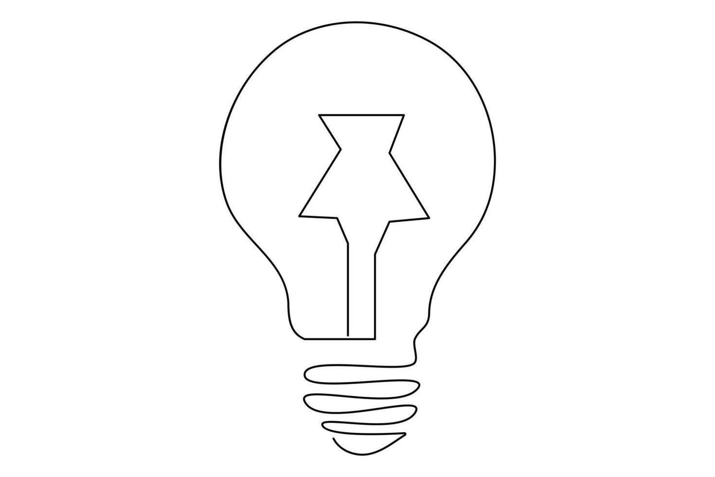 Light bulb isolated on white light bulb one line outline vector art illustration