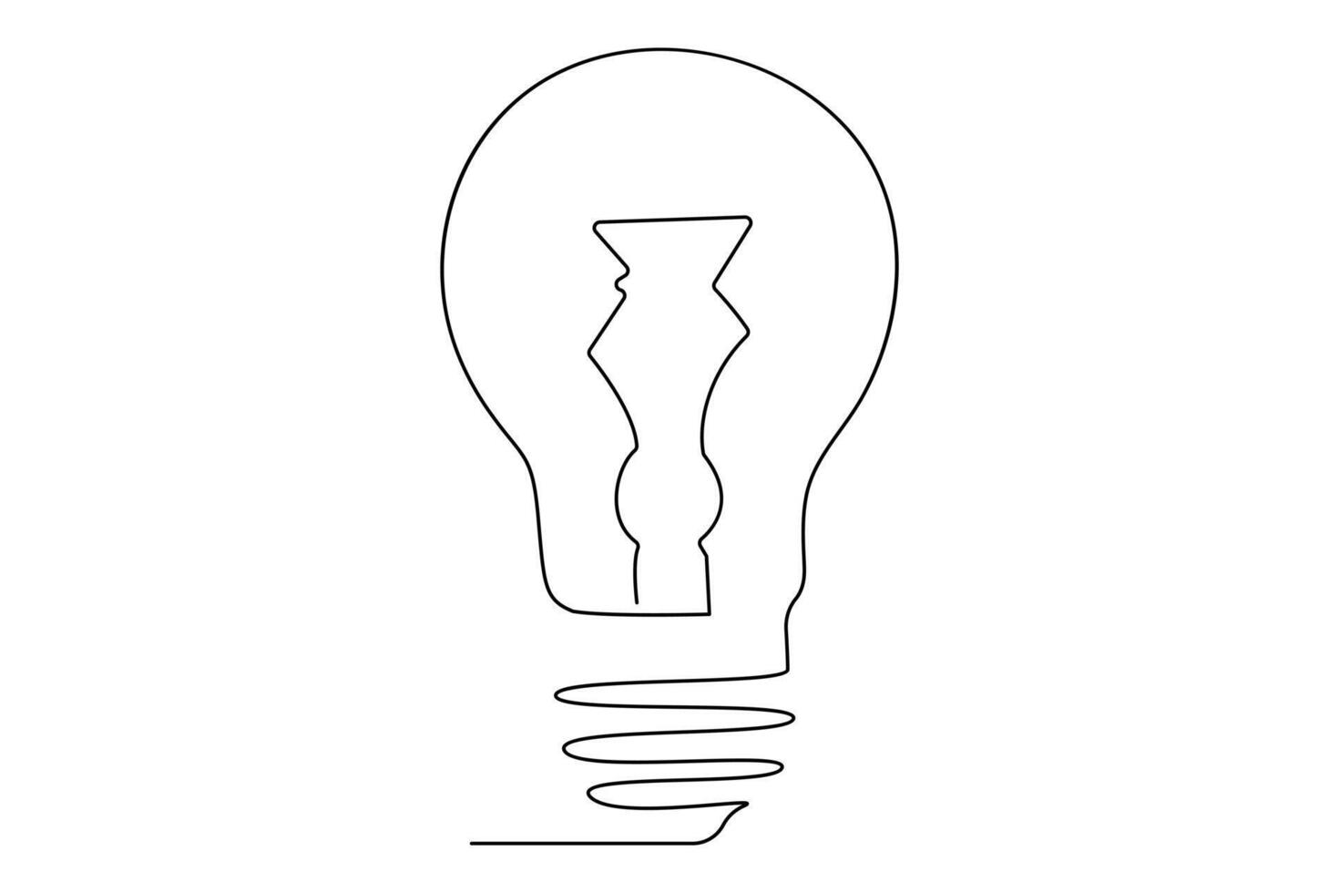 Light bulb isolated on white light bulb one line outline vector art illustration