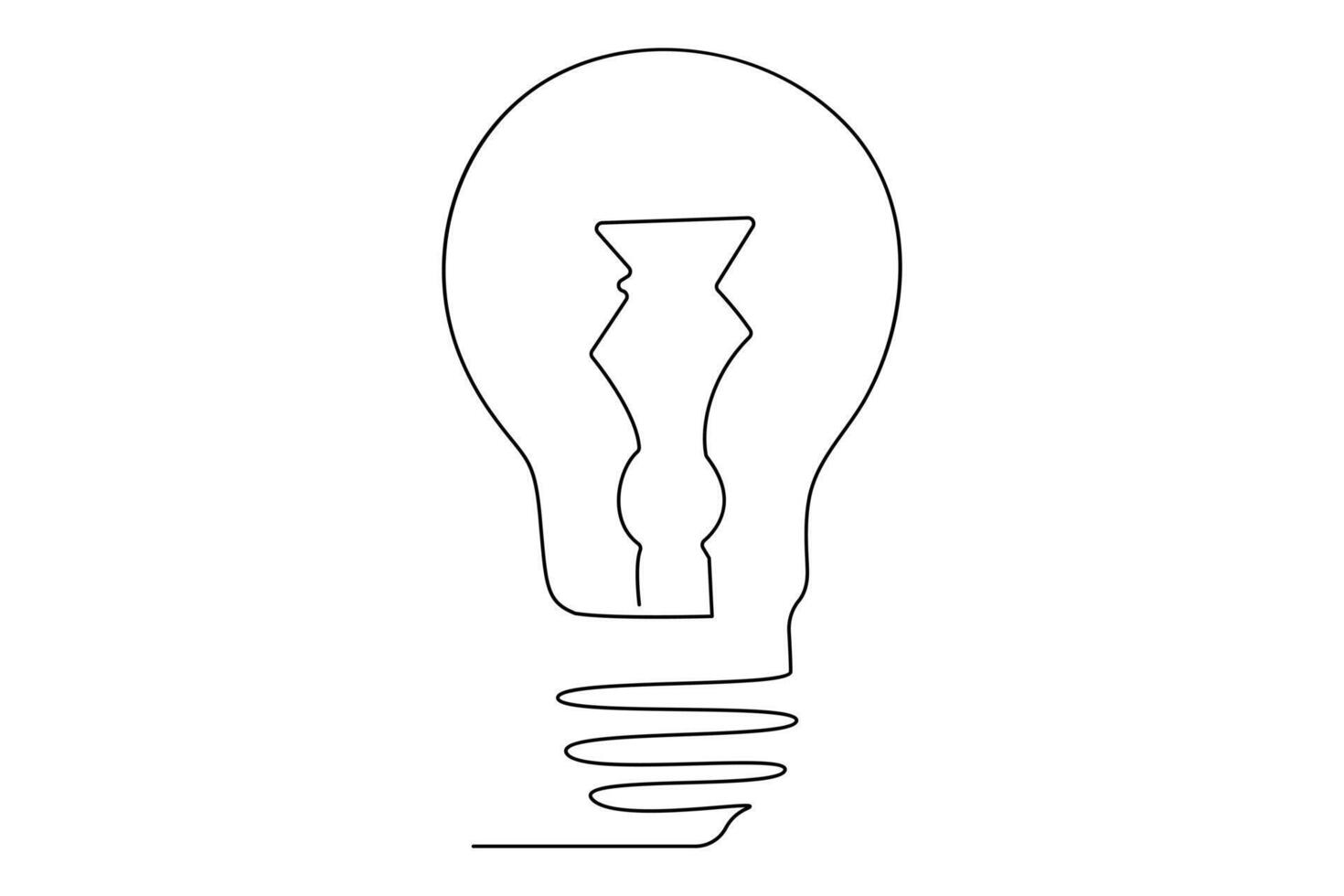 Light bulb isolated on white light bulb one line outline vector art illustration