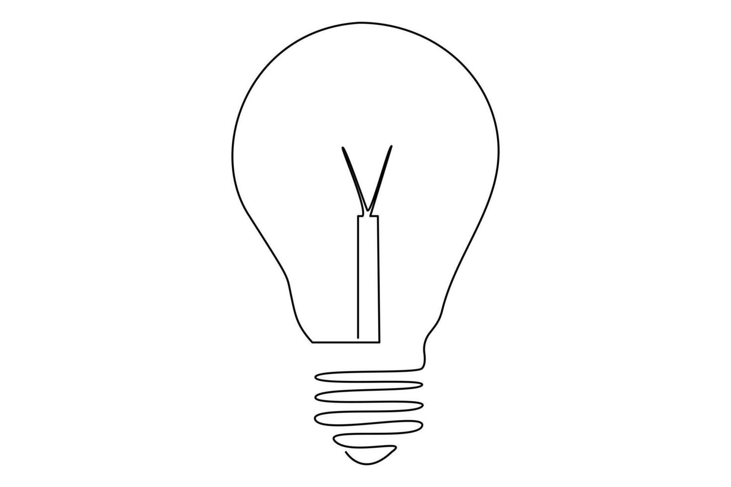Light bulb isolated on white light bulb one line outline vector art illustration