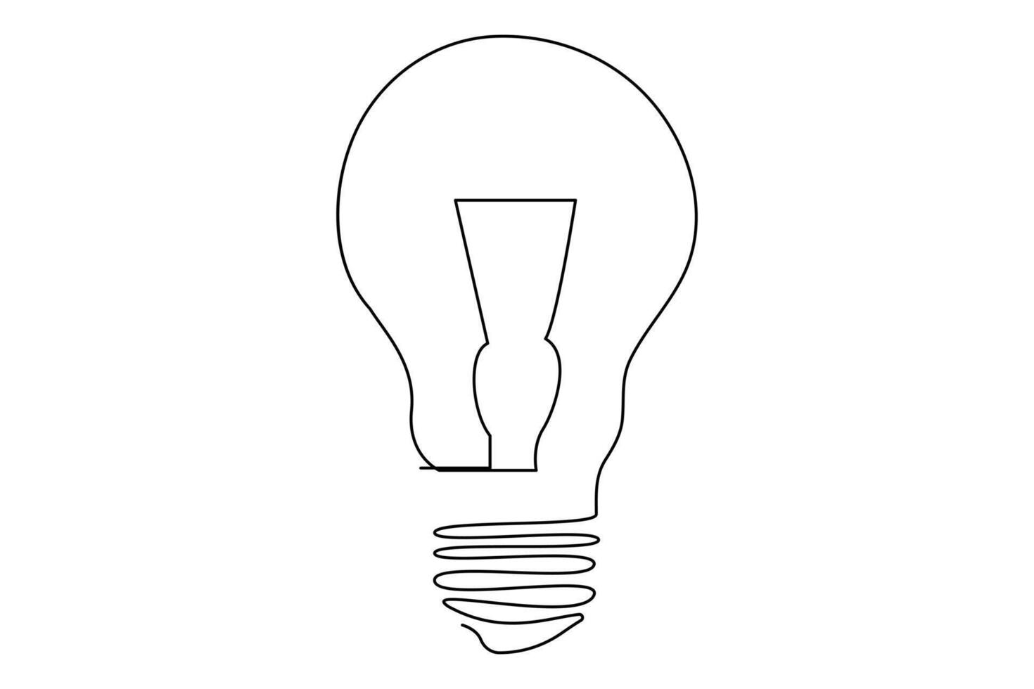 Light bulb isolated on white light bulb one line outline vector art illustration