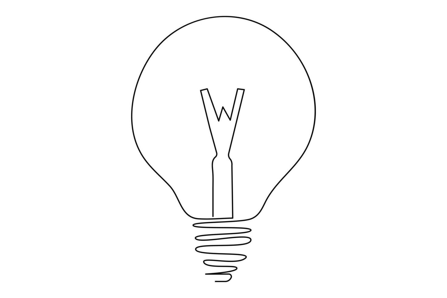 Light bulb isolated on white light bulb one line outline vector art illustration