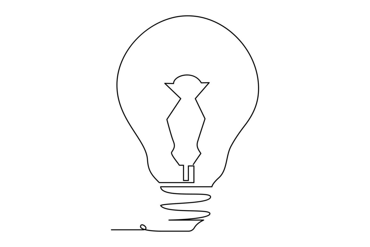 Light bulb isolated on white light bulb one line outline vector art illustration
