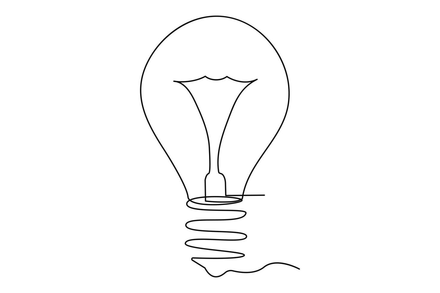 Light bulb isolated on white light bulb one line outline vector art illustration