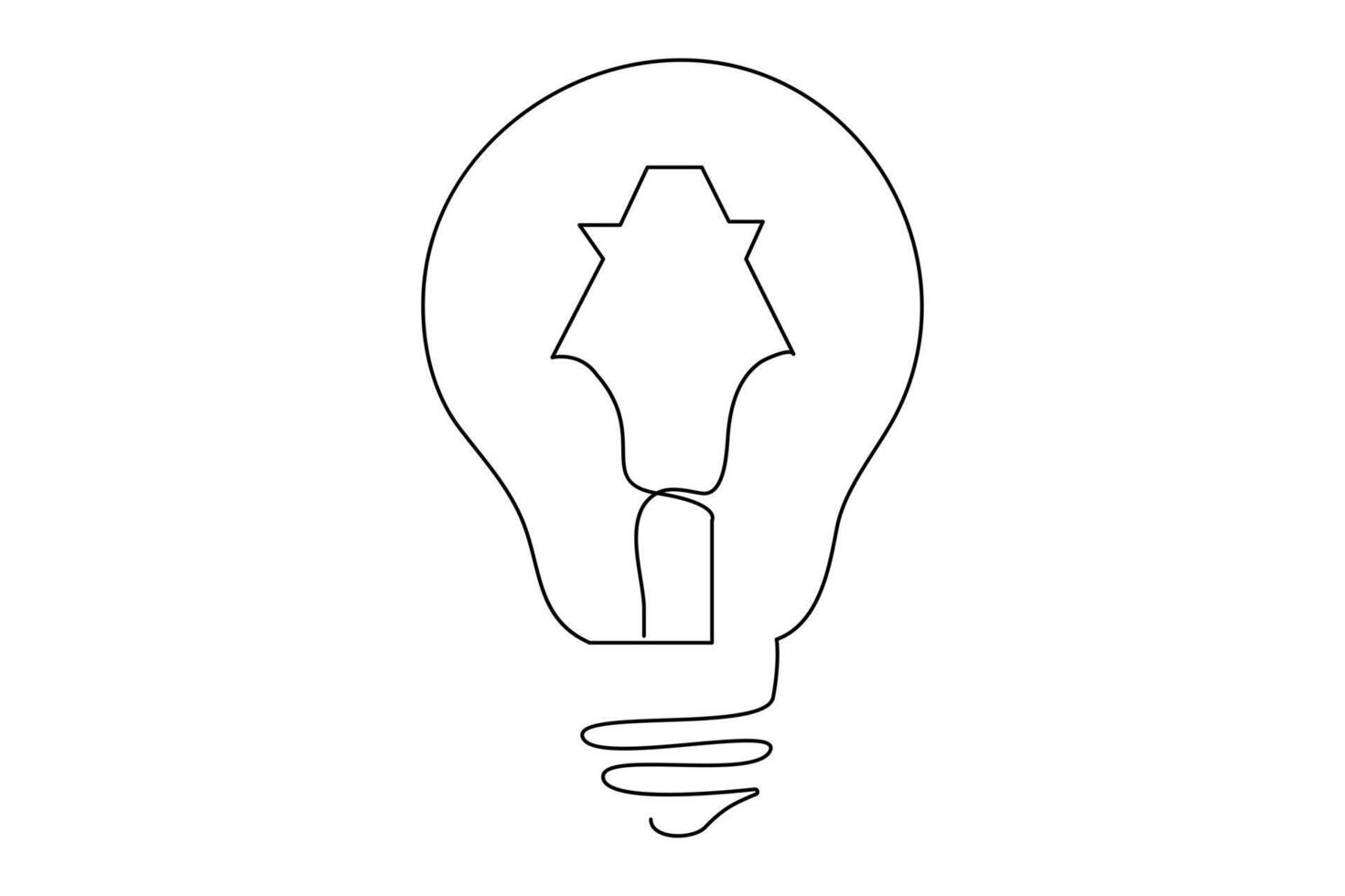 Light bulb isolated on white light bulb one line outline vector art illustration