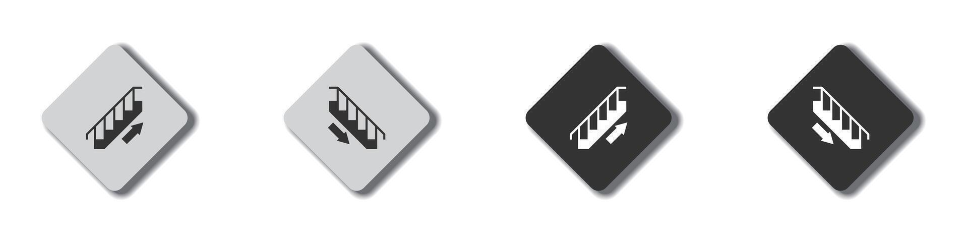 Stairs up, stairs down icons. Stairs icon upward, downward. Flat vector illustration.