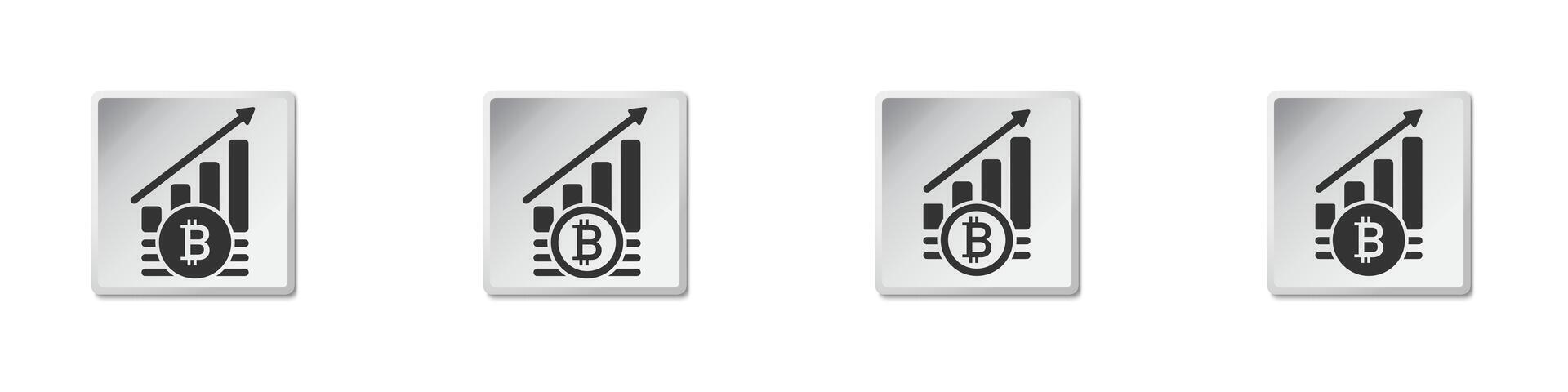 Bitcoin increase symbol. Cryptocurrency growth icon. Flat vector illustration.