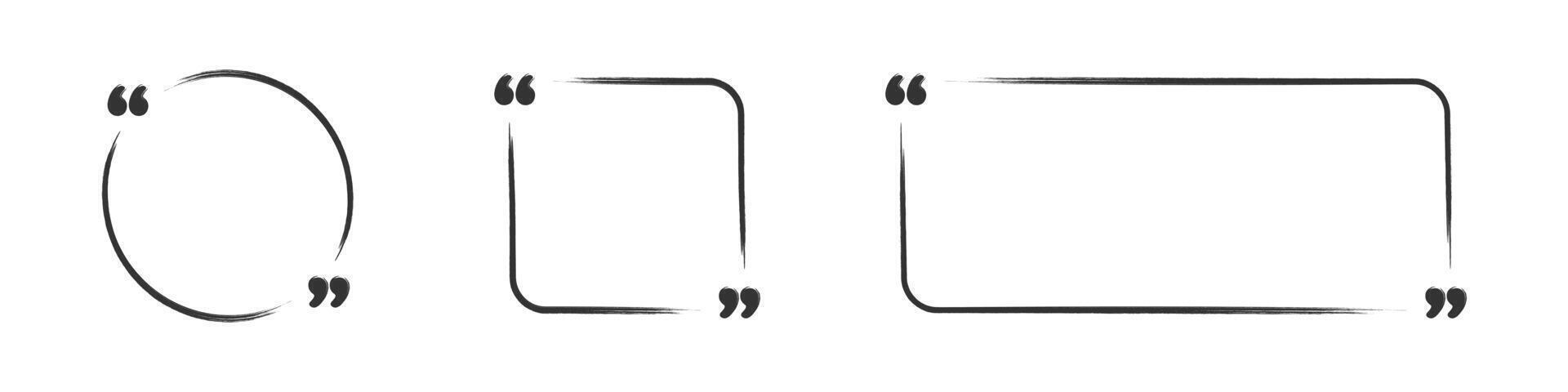 Hand drawn quote frame icons. Vector illustration.