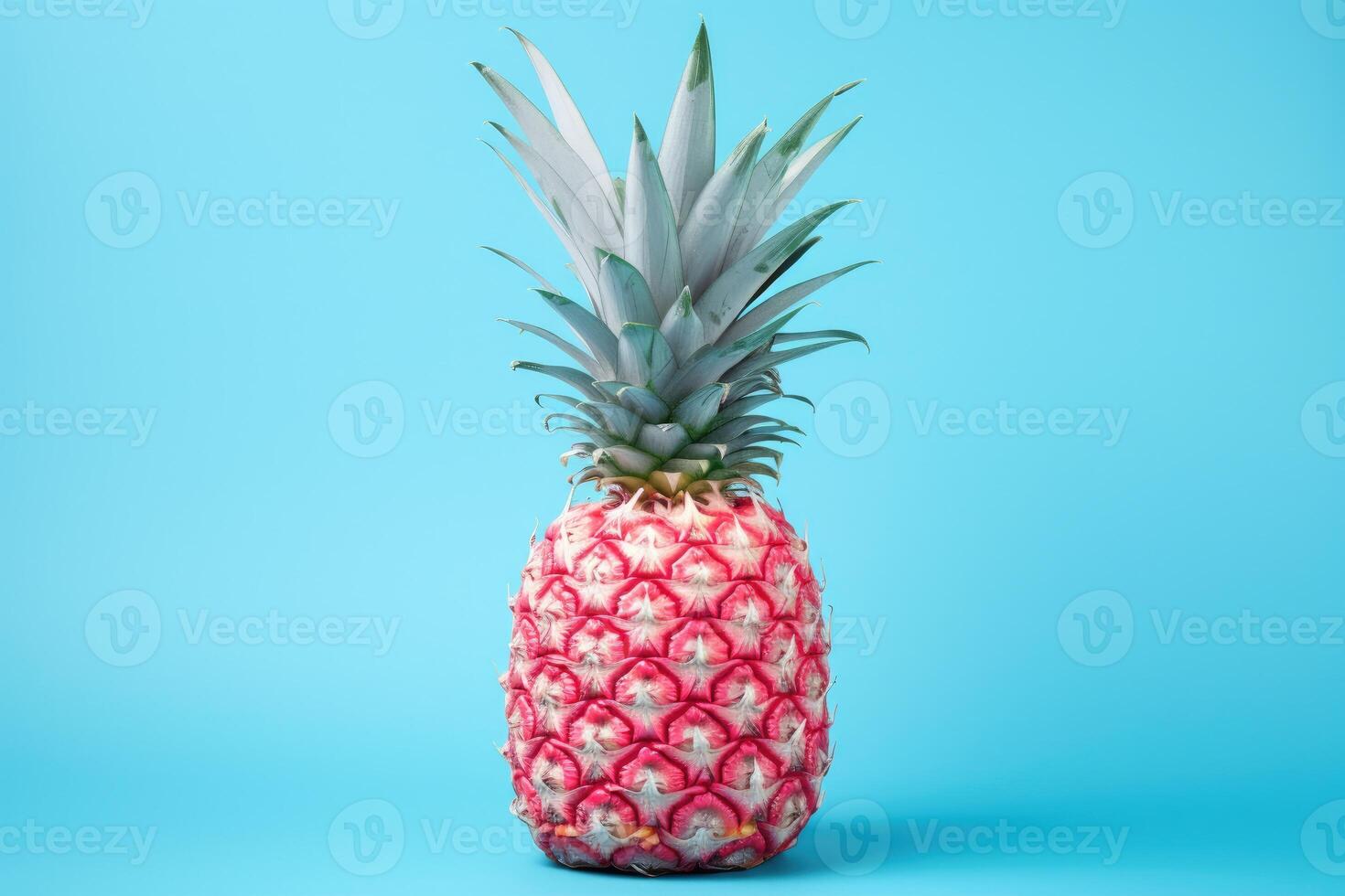 AI generated Pink pineapple on a light blue background photo