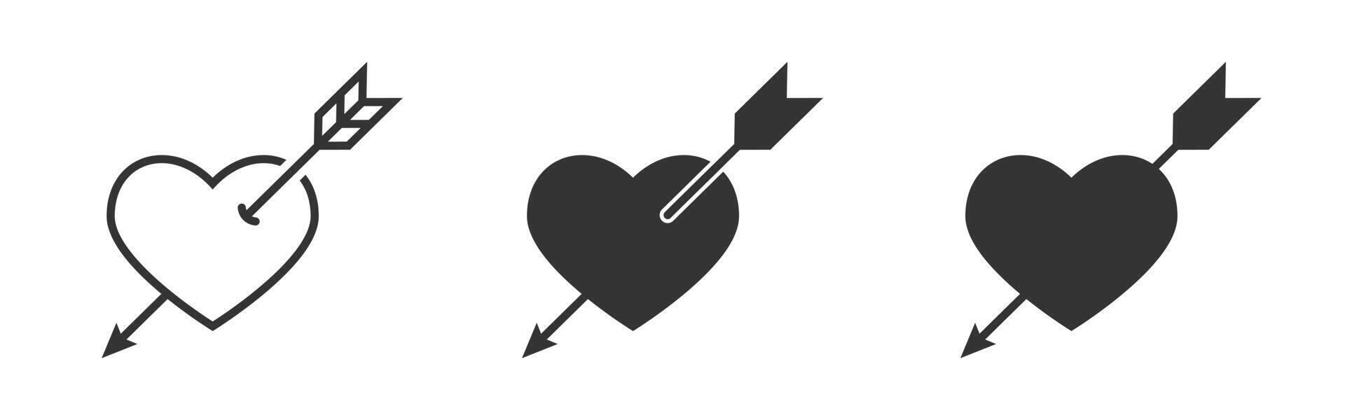 Heart with arrow icon. Heart pierced by arrow. Valentines day icon. Love symbol. Vector illustration.