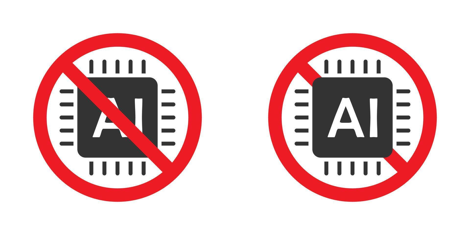 AI ban sign. Vector illustration.