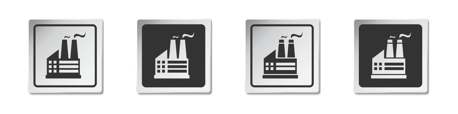 Factory Icon. Industrial buildings pictograms. Vector illustration.