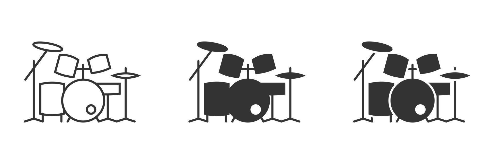 Drum kit icon set. Vector illustration.