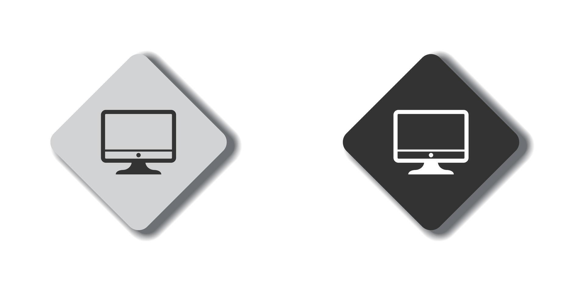 PC symbol. Computer monitor icon. Flat vector illustration.