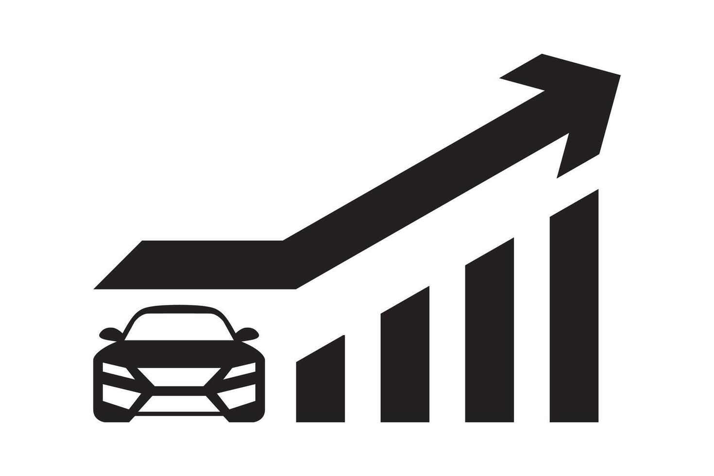 Car growing graph icon. Vector illustration.