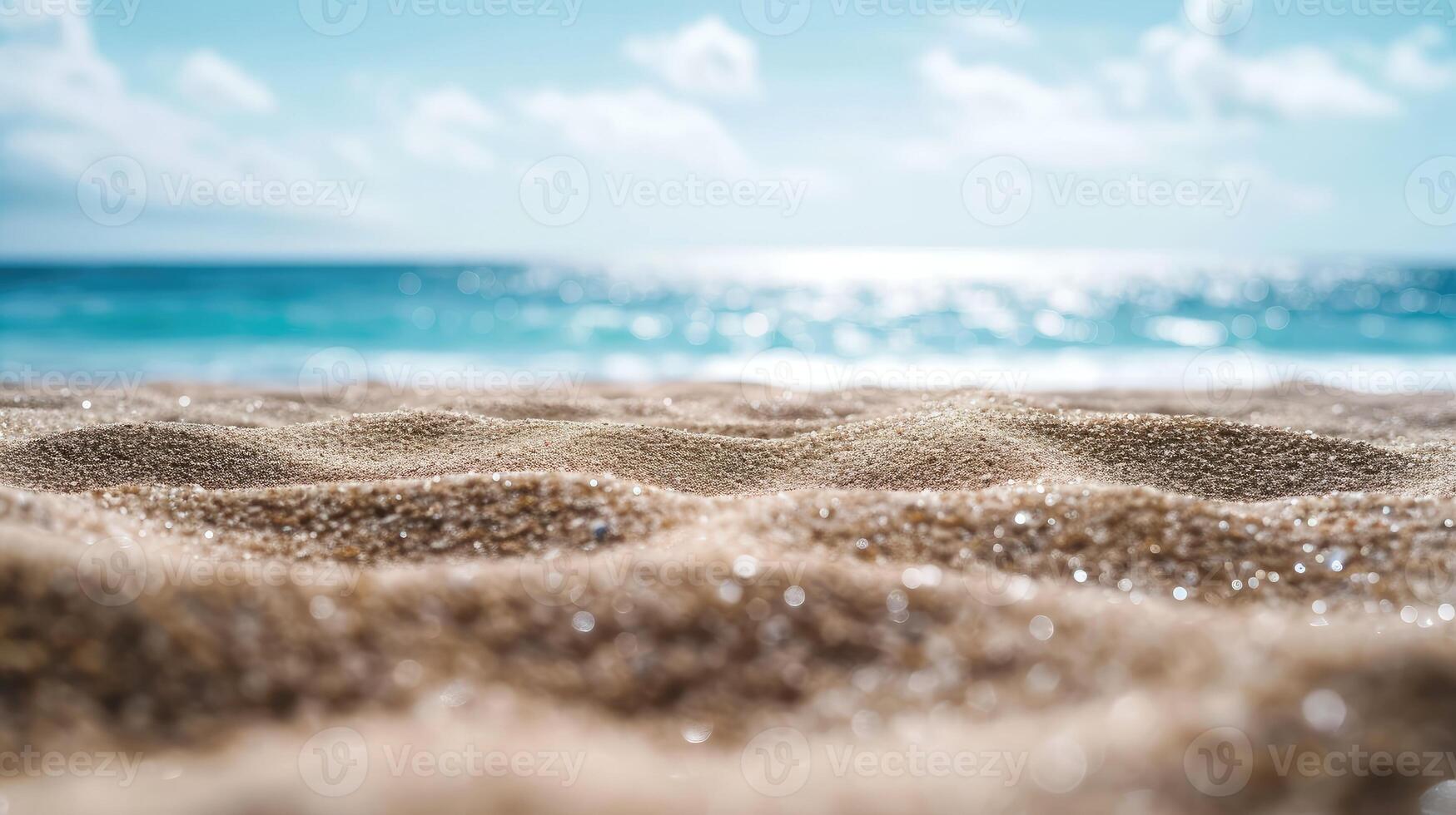 AI generated The sandy beach meets the wide ocean and offers a calm and peaceful view photo