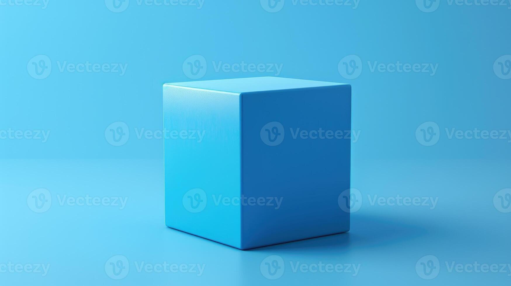 AI generated Abstract 3d render of a blue cube on a blue background photo