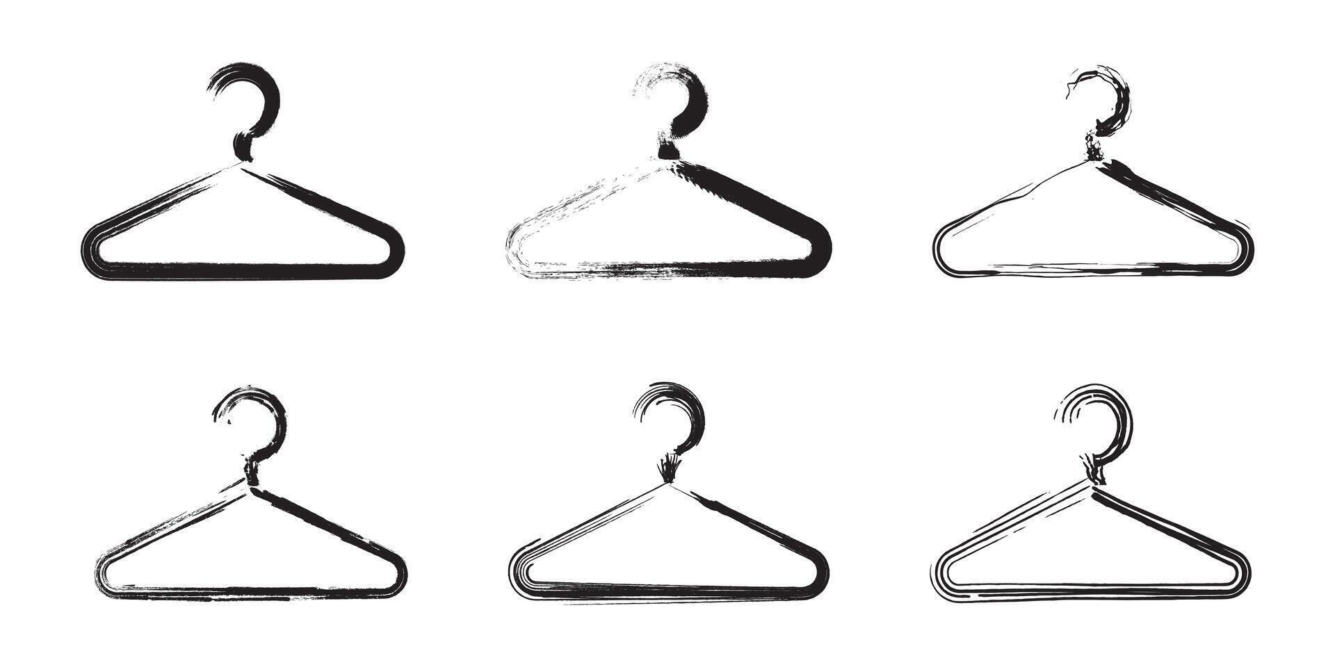 Grunge texture clothes hanger icon set. Vector illustration.