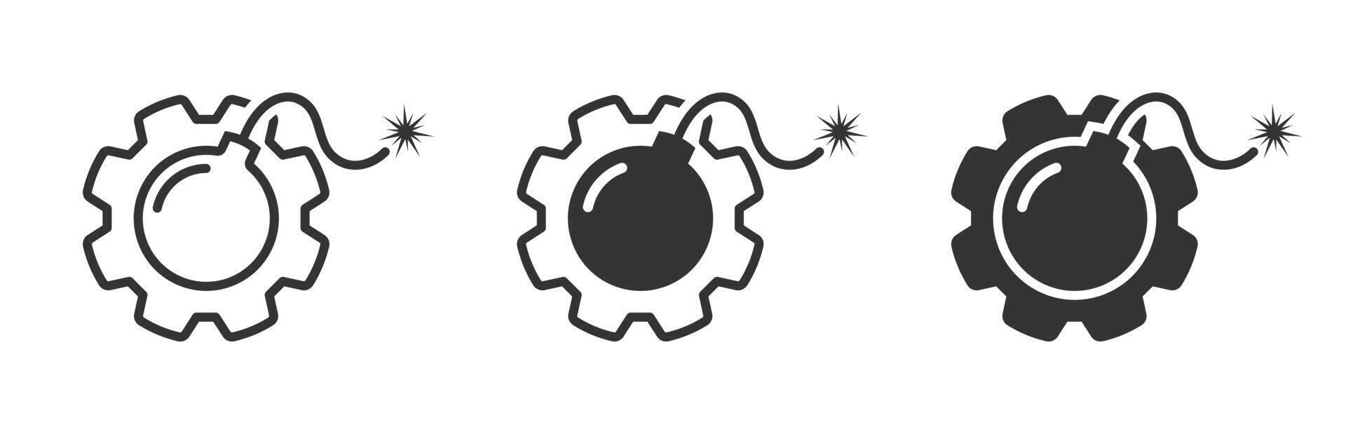 Risk management icon. Bomb with gear icon. Vector illustration.