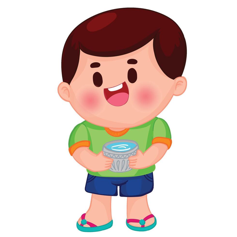 Thai kid play with water on Songkran day vector