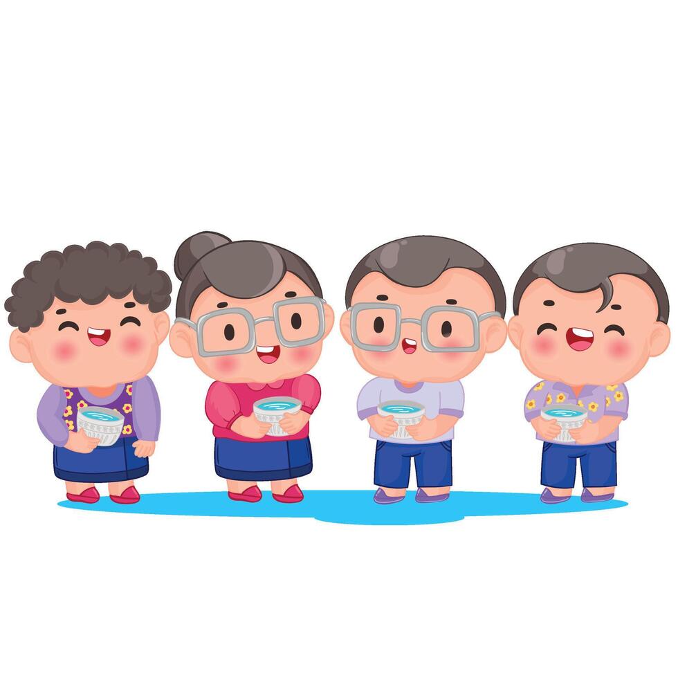 Thai kid play with water on Songkran day vector