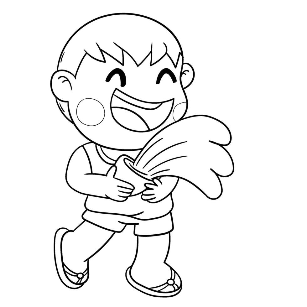 Thai kid play with water on Songkran day vector