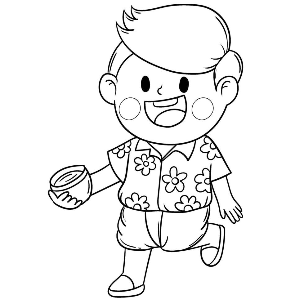 Thai kid play with water on Songkran day vector