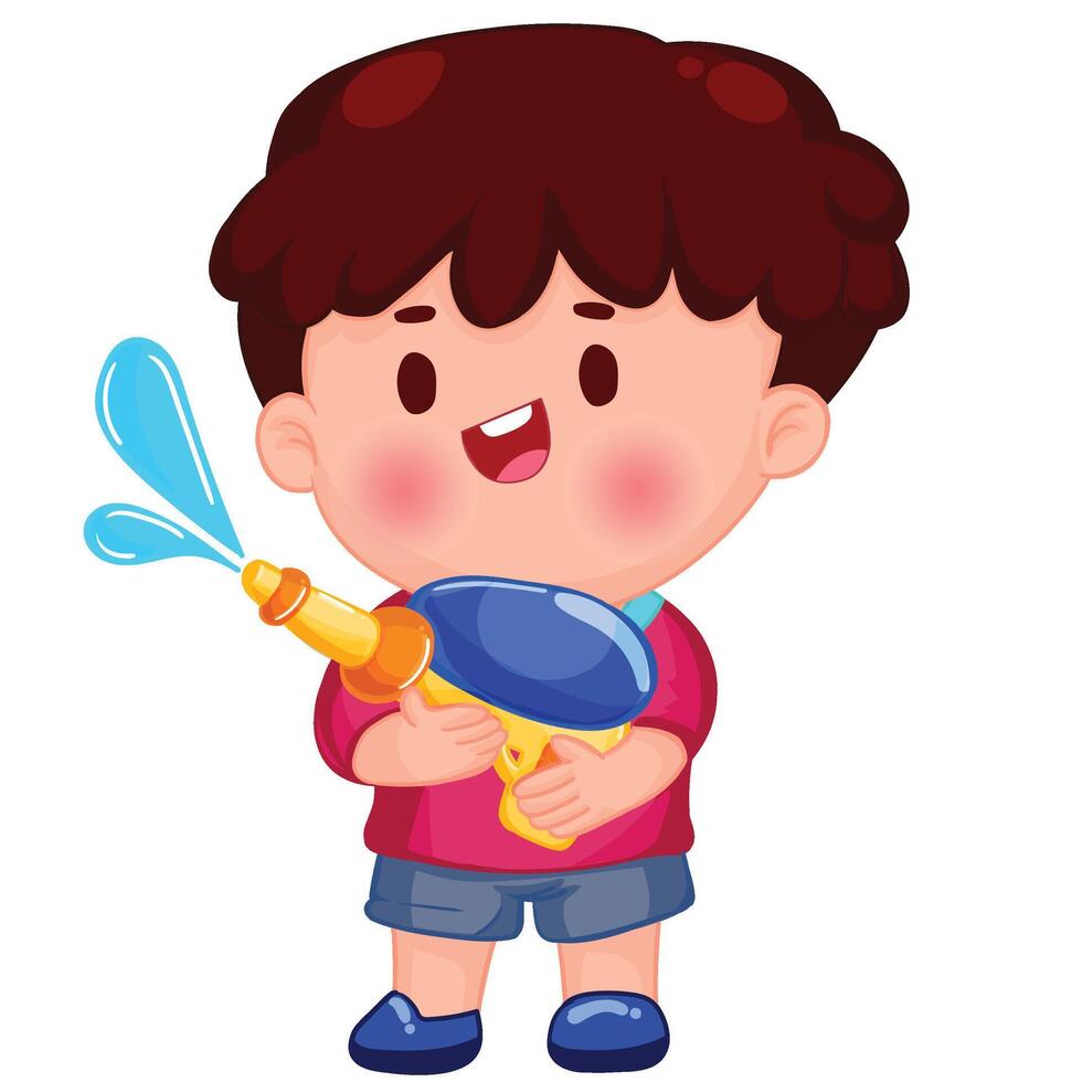 Thai kid play with water on Songkran day vector
