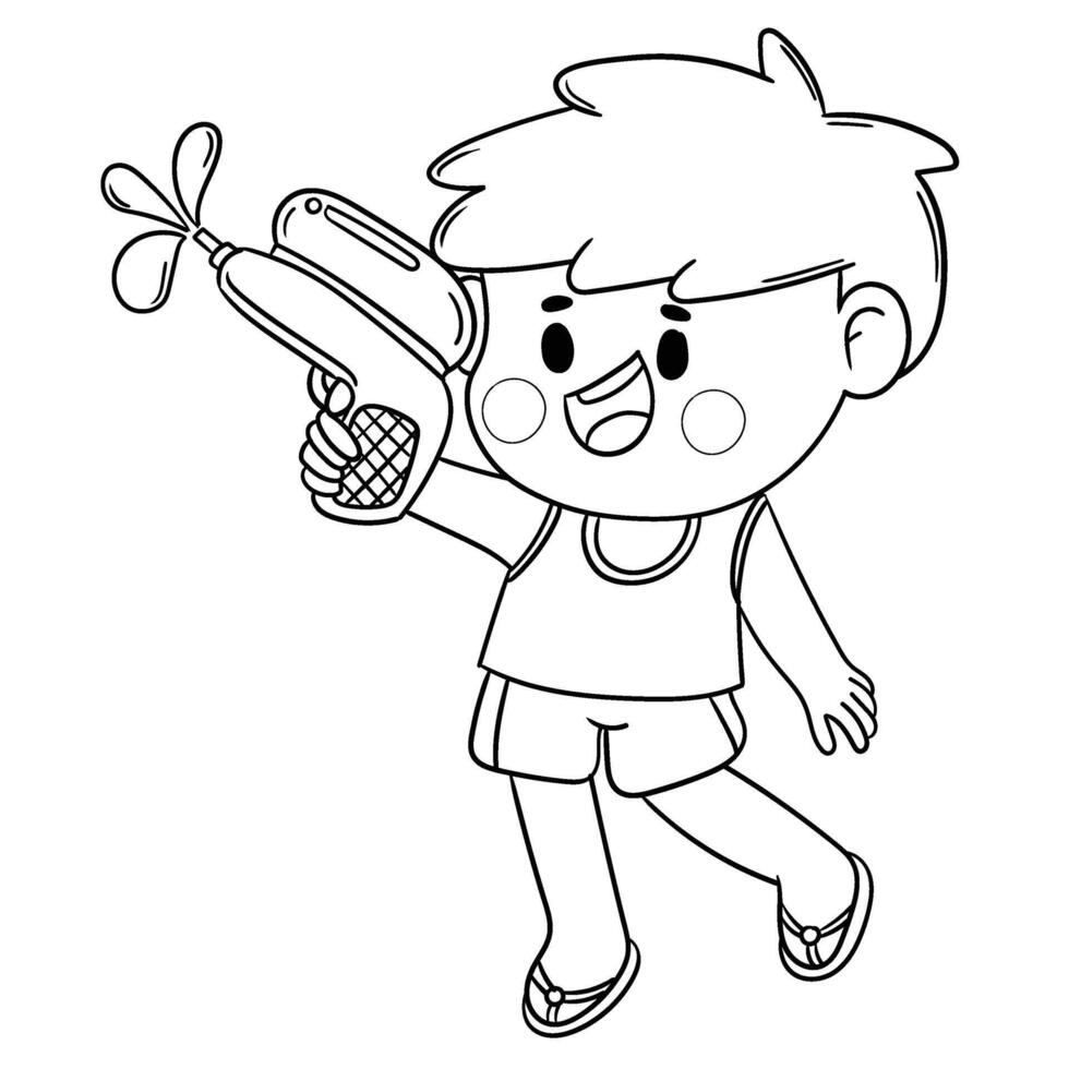 Thai kid play with water on Songkran day vector