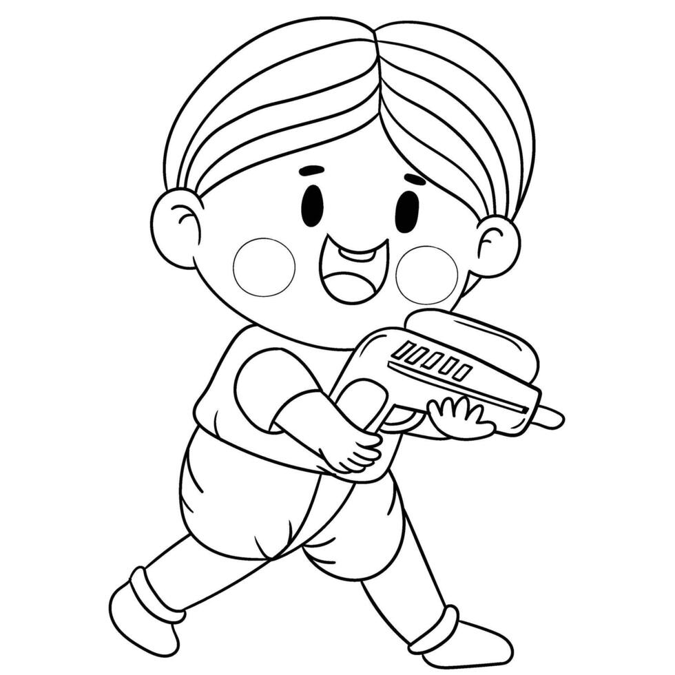 Thai kid play with water on Songkran day vector