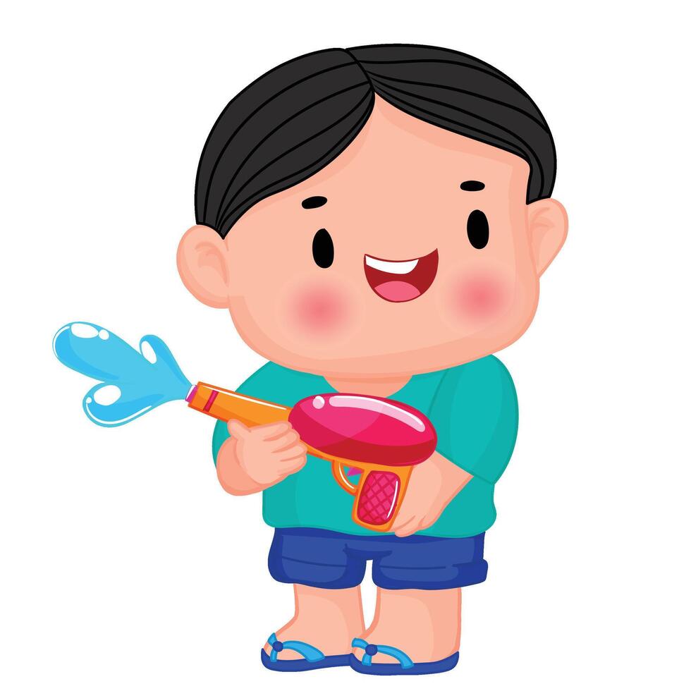 Thai kid play with water on Songkran day vector