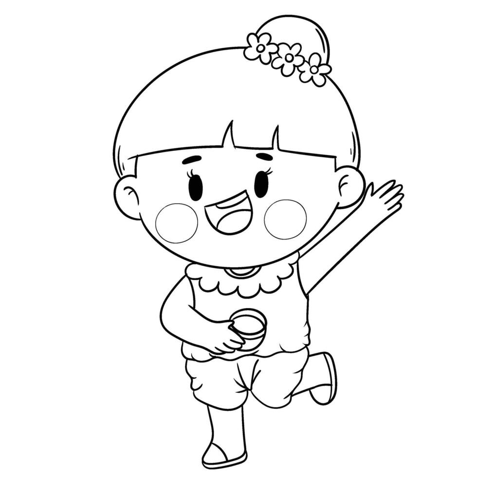 Thai kid play with water on Songkran day vector