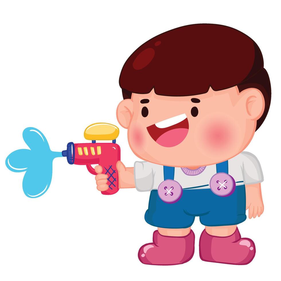 Thai kid play with water on Songkran day vector