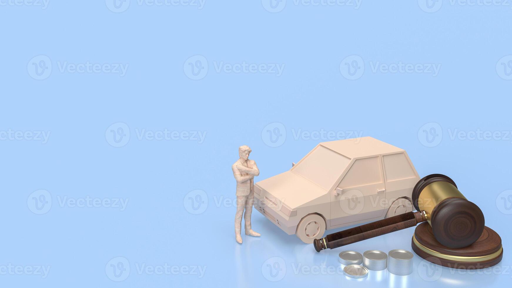 The  car and wood hammer for Auction cars concept 3d rendering. photo