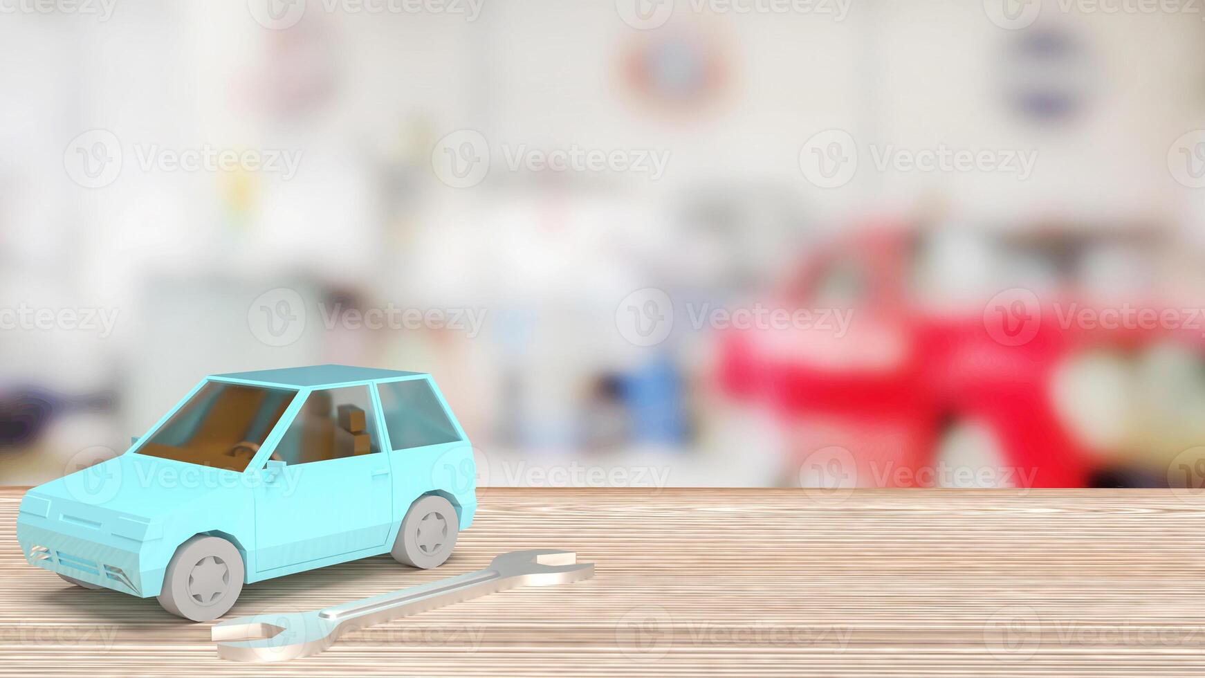 el coche y herramienta para garaje o Servicio concepto 3d representación. foto