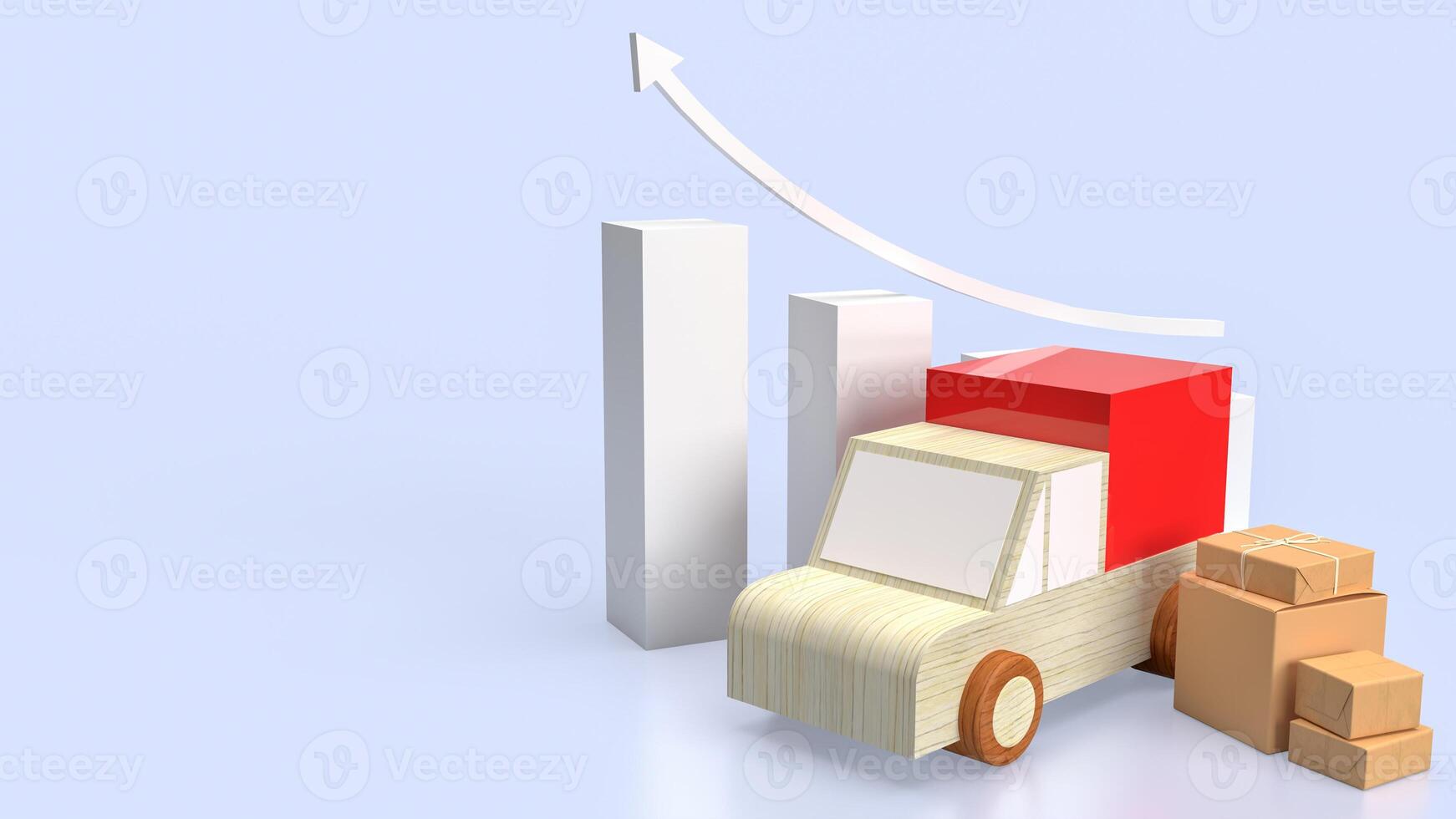 The Paper box and van truck for Delivery concept 3d rendering. photo