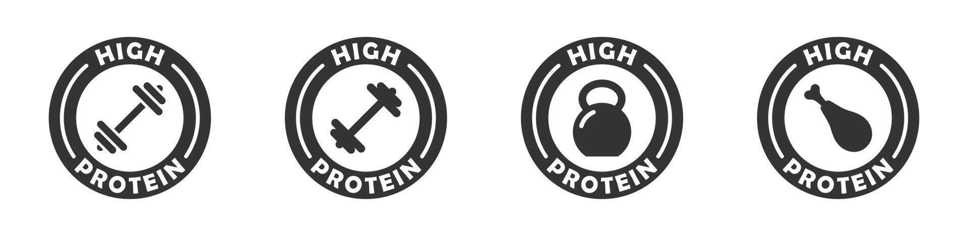 High protein icons set. Flat vector illustration.