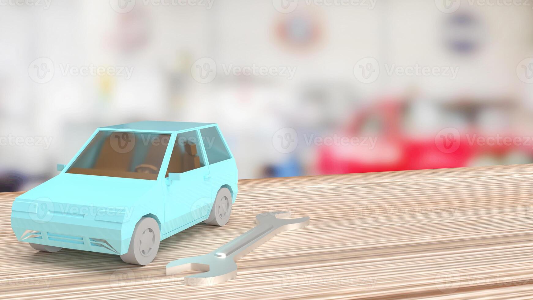 The car and tool for garage or service concept 3d rendering. photo