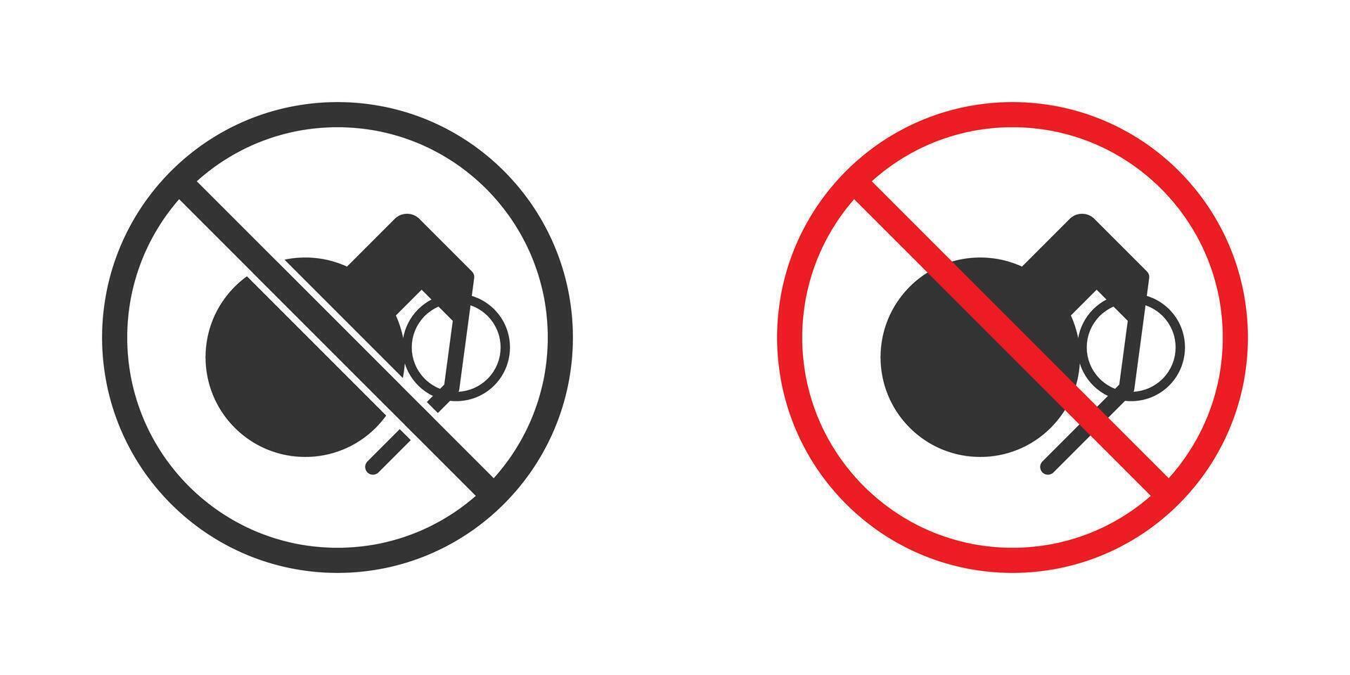 Grenade forbidden symbol. Vector illustration.