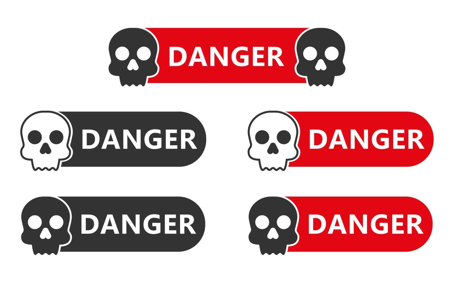 Set of skull danger sign. Vector illustration.